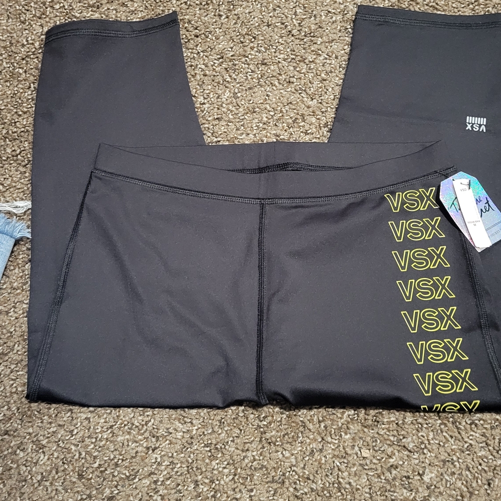 VSX Black Leggings with Vibrant Yellow Accents